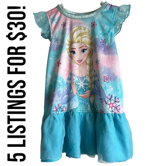 Disney Frozen Elsa Toddler Girl Pajamas Nightgown Silky Soft Short Sleeve 2T - Picture 1 of 13